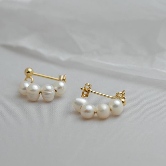 925 sterling Silver Pearl Drop Earrings - Picture 3 of 6